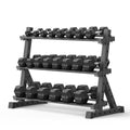 PAPABABE Dumbbell Set with Rack Dumbbells Rubber Encased Home Gym | PAPABABE Complete & Durable Cast Iron Core Odorless PVC Antiroll Hex Shape Ergonomic Chrome Handle Versatile Home Gym - size: 335LB with 3-Tier Weight Rack