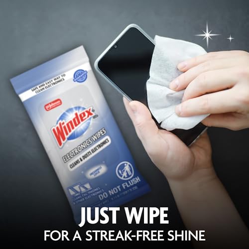 Windex Electronic Cleaning Wipes, Pre-Moistened Screen Wipes for TVs, Phones, and Other Electronics, Resealable for a Freshness Lock, 25 Count (Pack of 12) - size: 25 Count (Pack of 12)