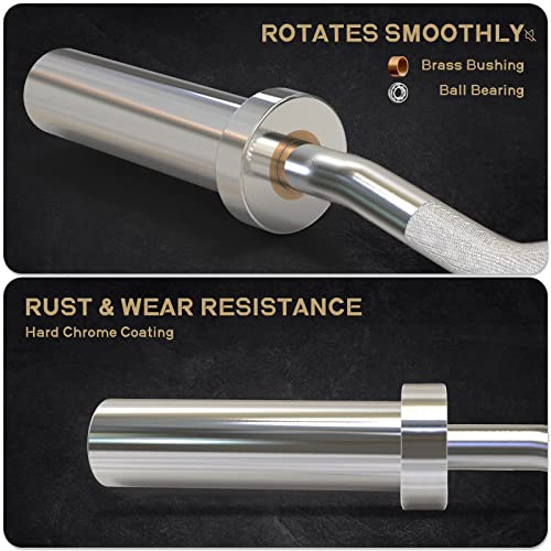 RitFit 2 Inch EZ Curl Bar with Weights, 350LBS Weight Capacity Olympic Curl Barbell for Bicep, Tricep and Weight Lifting Exercises - style: Silver(with 35LB Weights and Collar)