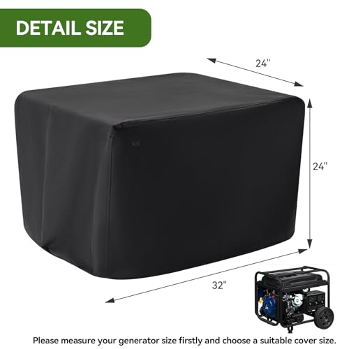 Waterproof Generator Covers for Outside, Heavy Duty Thicken 900D Polyester Fabric Portable Generator Covers Universal Fits for Most Generators 5000-10000 Watt, Black (32"L x 24"W x 24"H) - size: 32"L x 24"W x 24"H