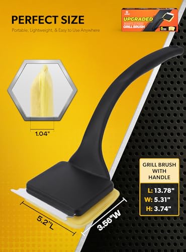 MEKER 4 PCS Grill Replacement Head, Yellow (NO Grill Brush) - color: Yellow-4 Pads
