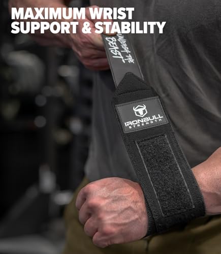Powerlifting Wrist Wraps for Weightlifting & Bench Press - IPF Approved Heavy Duty Wrist Straps for Powerlifting, Bodybuilding & Strength Training - Competition Grade Support - color: Black