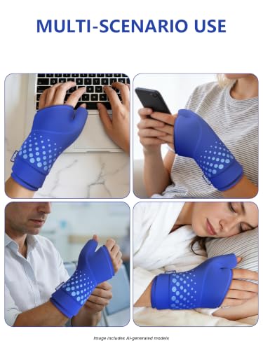 Wrist &Thumb Ice Pack Wrap -Cold&Hot Therapy Thickened Ice Gel- Hand Ice Pack & Ice Glove for Arthritis,Carpal Tunnel Relief, Tendonitis,Injuries & Recovery-Fits Men and Women (Blue, S/M) - color: Blue, size: S/M