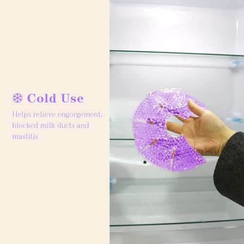 Hot/Cold Breast Gel Ice Packs Breast Cooling/Heat Pads Relief for Breastfeeding, Nursing Pain, Mastitis, Engorgement, Swelling, Plugged Ducts | Boost Milk Let-Down & Production,2 Pack (Purple) - color: Purple