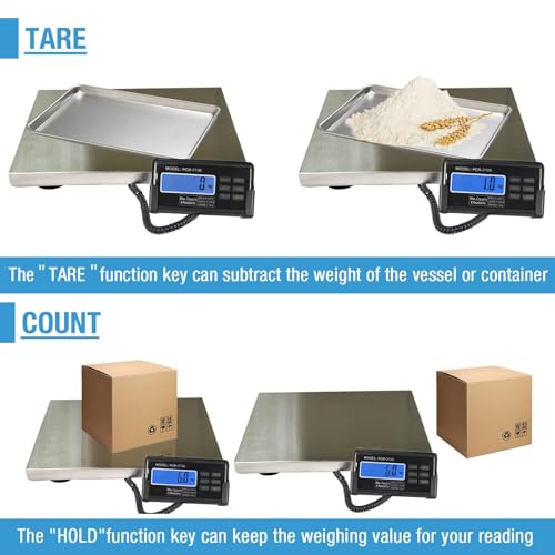 Large 440lbs Shipping Scale, 15"X 12" Platform Heavy Duty Stainless Steel Platform for Postal Industrial Floor Business Office Home Warehouse Package Luggage - size: 440lb