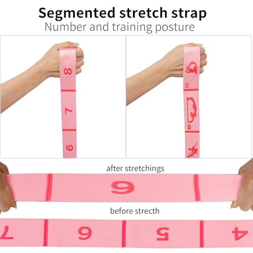 8 Loops Stretching Strap for Kids, Extended Dance Stretch Band Elastic for Ballet & Gymnastics, Children's Resistance Bands for Flexibility Training, Dance Equipment for Girls - color: Pink