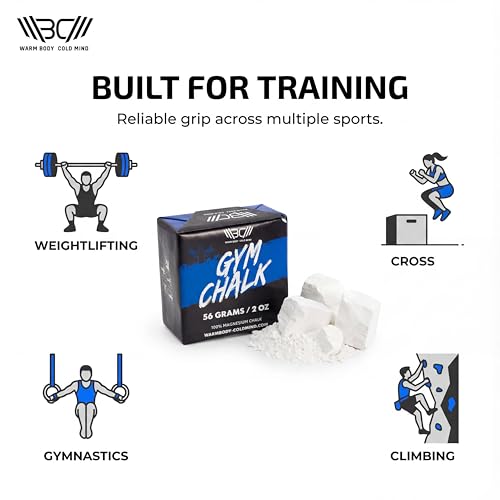 WARM BODY COLD MIND Sport Chalk Block - Gym Chalk for Weightlifting - Moisture-Absorbing Magnesium Carbonate - Gymnastics Hand Grip - style: 8 Blocks