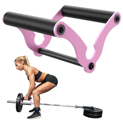 AimiDream V Bar Landmine Handle Attachment for Barbell Bar, Solid Multi-Grip Landmine Handle Attachment with Non-Slip Rubber Handle, Fits Olympic Bars Strength Training Bars - color: Pink