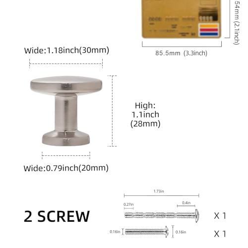 10 Pack Brushed Satin Nickel Kitchen Cabinet Handles - Solid Drawer Knobs Hardware - Zinc Alloy Dresser Handles - color: Brushed Satin Nickel, size: 1-1/4" Diameter（32mm）