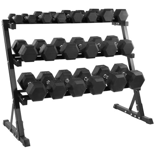 Fitvids Rubber Coated Hex Dumbbell Set with Storage Rack, 100/150/200/550 LB Hand Weight Set with Anti-Slip Grip for Home Gym - size: 550LBS Set