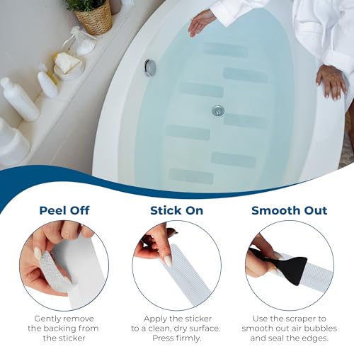 Anti-Slip Shower Stickers - Help Reduce Slipping in Bathtub & Shower, Clear Non-Slip Bath Strips, Strong Adhesive Bathtub Appliques Suitable for Homes with Kids, Adults & Seniors - 24 Pcs - Homergy - size: Rectangle