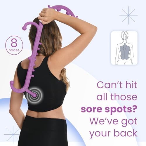 Ranarose Deep Tissue Back & Neck Massager - Back Massager Stick for Pain Relief, Muscle Knot Remover, Trigger Point Massage Tool for Full Body, Shoulders, Legs - Pressure Point Massage Tool - color: Pink Lavender