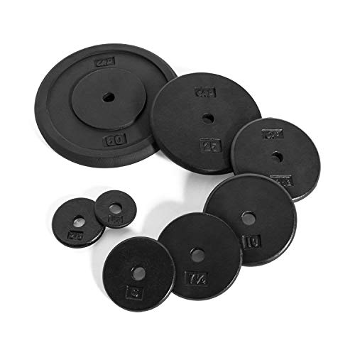 CAP Barbell Standard 1-Inch Cast Iron Weight Plates - Singles & Sets | 1.25-50 lbs | Multiple Options - color: Black, size: 25 lb - Single