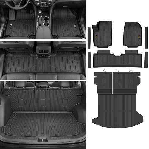Floor Mats & Cargo Mat with Backrest Mat Custom for Chevy Equinox 2025 2026 (Only Gas) /GMC Terrain, Door Sill Guards, All Weather TPE Full Set Floor Liners Trunk Mat for Chevrolet Equinox Accessories - size: For Chevy equinox 2025-2026