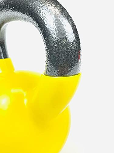 Vinyl Coated Cast Iron Kettlebell Weight - color: 15 LB + 20 LB - Orange/Yellow