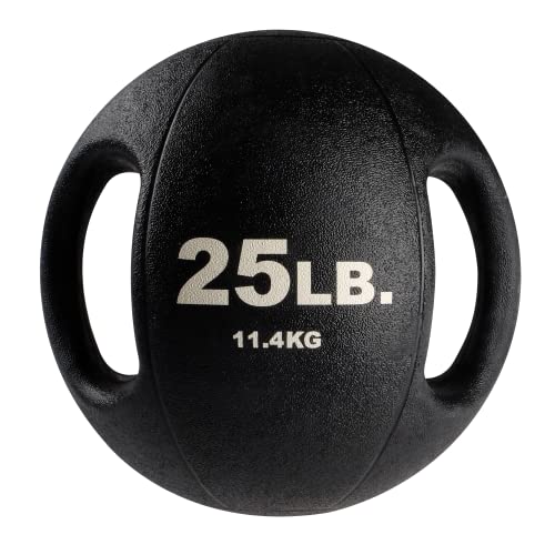 Body-Solid Exercise Medicine Balls, Heavy-Duty Non Slip Rubber Grip with Dual Handles Medicine Ball for Weights Training, Weightlifting & Core Workouts - size: 25 lb