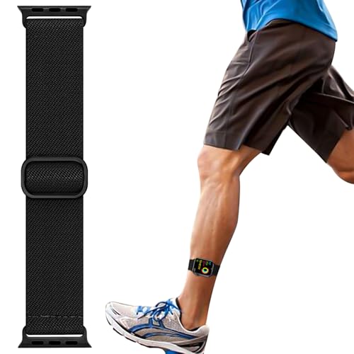Elastic Ankle/Arm Band Compatible for Apple Watch 49/46/45/44/42/41/40/38mm | Breathable Nylon Ankle Strap Armband for Women Men, Fits iWatch SE Ultra Series 11 10 9 8 7 6 5 4 3 2 1 - color: Black, size: 38/40/41/42(series 11 10)