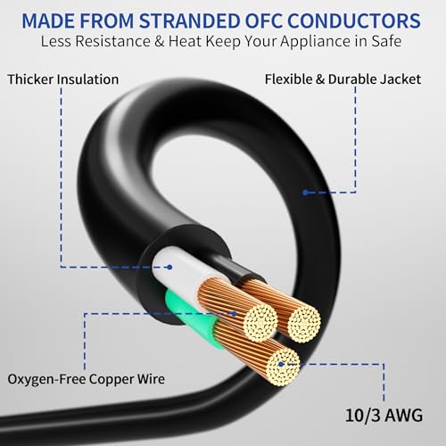 75ft Outdoor/Indoor Extension Cord with Lighted 10/3 Gauge Ultra 3 Prong Heavy Duty SJTW, Waterproof, Flexible Cold-Resistant,15A 125V 1875W, Black - size: 75FT
