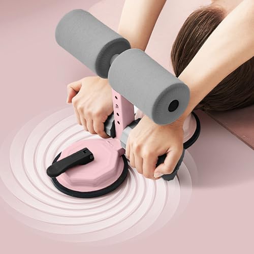 Sit-up Assistant Bar with Resistance Band, Adjustable Abdominal Core Training Sit Up Foot Holder with 2 Strong Suction Cups, Sit-Ups & Core Exercises, Sit Up Bar for Ab Workouts Home Gym - color: Light grey