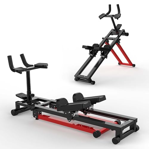3-in-1 Spine Twist Stretcher & Stair Stepper & Waist Trainer, Multifunctional Trainer Adjustable Back Stretcher Machine for Lower Back Exercise, Core Activation & Full-Body Workout - color: Black Red