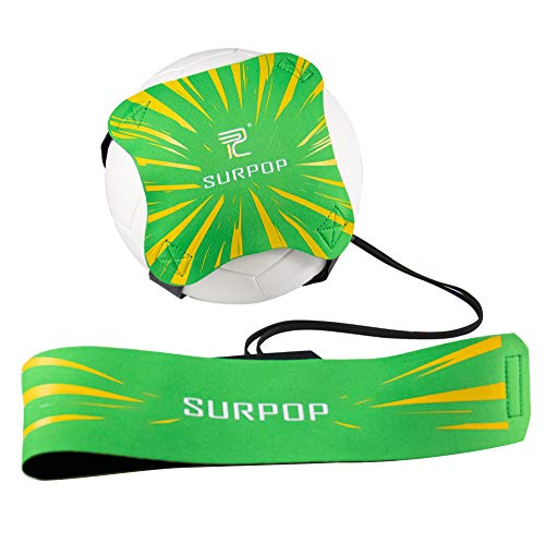 Surpop Soccer/Volleyball/Rugby Trainer, Football Kick Throw Solo Practice Training Aid Control Skills Adjustable Waist Belt for Kids Adults - color: green