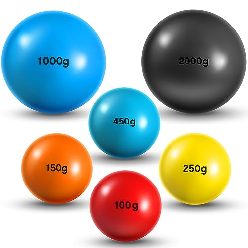 Hungdao 6 Pcs Weighted Plyo Training Balls Variable Plyo Weighted Balls Practice Weighted Baseball Weighted Ball Set for Throwing Pitching Power Improving Accessories, 6 Colors - size: 3.5 to 70.5 Oz