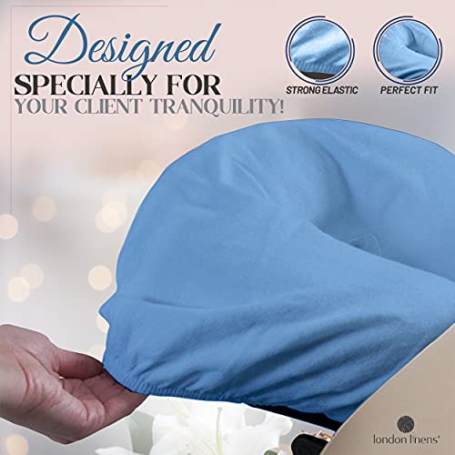 London Linens Premium Extra Thick 100% COTTON Flannel Massage Face Cradle Cover, Includes 4pcs (4, Baby Blue) - color: Baby Blue, size: 4