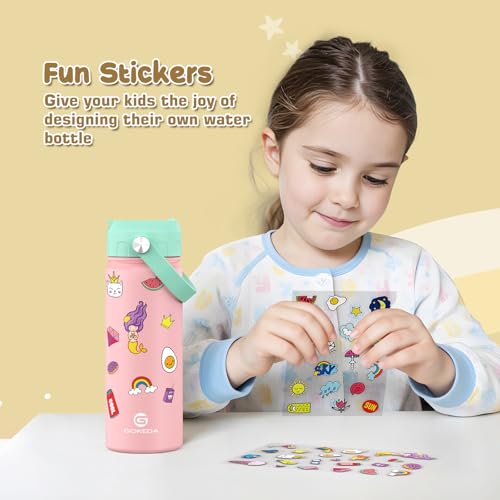 18oz Kids Water Bottle, Insulated Water Bottles with Stickers, 18/8 Stainless Steel Vacuum Leak Proof Straw Cup for School, Gifts for Boys Girls(Blue,Green) - color: Blue Green
