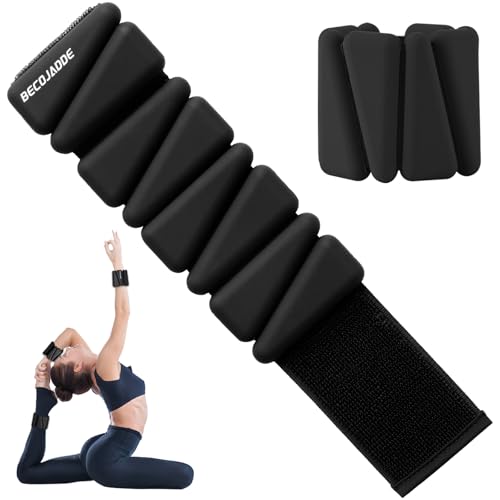 BECOJADDE Ankle Weights Set of 2 (1 lb/2 lb/3 lb Each) Adjustable Wrist Weights for Women Men Wearable Arm Leg Weight for Pilates, Running, Walking, Workout, Yoga - color: Black, size: 2 Lb Pair (1 Lb Each)