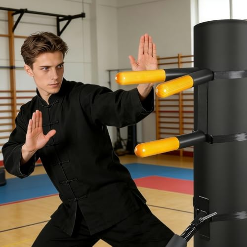 Wing Chun Dummy - Adjustable Wooden Wing Chun Dummy Arms & Leg - Space Saving Mook Jong for Home Gym, Kung Fu, and MMA Training - color: Soft Mount Model (For Punching Bags)