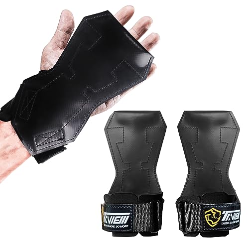 TAVIEW Wrist Straps for Weightlifting for Maximum Grip Support - Lifting Deadlift Strap & Weight Lifting Grips Gloves for Working Out Pull Up Deadlifting & Shrugs - color: Rubber (Black)