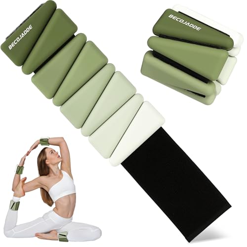 BECOJADDE Ankle Weights for Women Wrist Weights Set of 2 (1 lb/2 lb Each) Adjustable Arm Leg Weight for Womens Men Suitable for Walking Swimming Running Pilates Yoga Gym - color: Gradient Green, size: 4lb Pair (2lb Each)