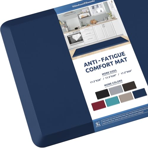 KitchenClouds Kitchen Mat Cushioned Anti Fatigue Kitchen Rug 17.3"x60" Water Resistant Non Slip Kitchen Rugs and Mats Standing Desk Mat Comfort Floor Mats for Kitchen House Sink Office (Blue) - color: Blue, size: 60"L x 17.3"W x 0.5"Th