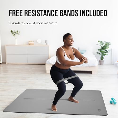 Gogokiwi Large Yoga Mat (6'x4') – 1/4" & 1/2" Thick Exercise Mats for Home Workout, Extra Wide Workout Mats for Home Gym, Yoga, Pilates, Stretching, Floor & More - color: Grey Shadows, size: Standard (1/4 Inch Thick)