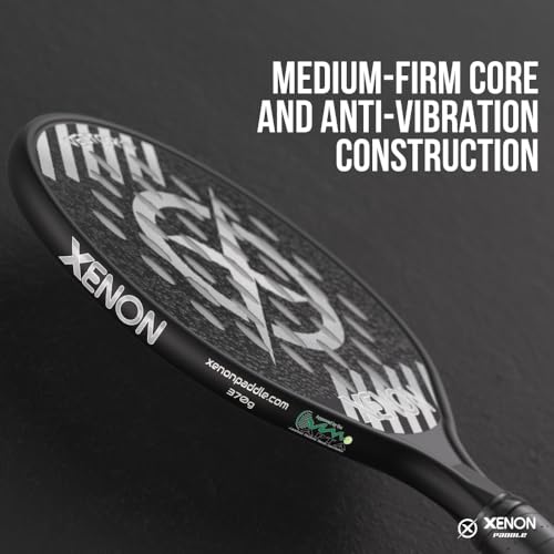 Vector Pro Spin Max Version 2 Platform Tennis Paddle by Xenon Paddle, Oversize Head, Even Balance Point, Medium Firmness Foam Core, Power and Control, 4.25” Grip, Black