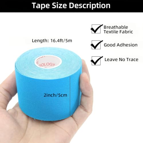 PRIOR FITNESS Aerial Hoop Tape, 5m/16.4ft x 5cm Anti Slip Lyra Hoop Grip Tape, Sweat Absorbent Stretch Textile Pole Dance Tape, No Residue Self Adhesive Hand Protective Tape for Aerial Hoop Ring - color: Blue