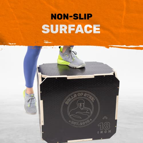 Plyo Box [Bells of Steel] Plyometric Box, 3-in-1, Anti-Slip, Wooden Step up Box for Workout, Jumps, Squats, Step-Ups, Knee-ups - style: M:24x20x16