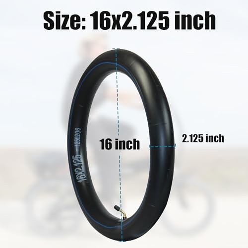 Libereco 16x2.125/2.5/3.0 Bike Inner Tubes for Electric Bike - Butyl Rubber,Bent Valve (CR202), High Elasticity for E-Bikes & Children Bikes - color: 2 Tubes, size: 16x2.125"