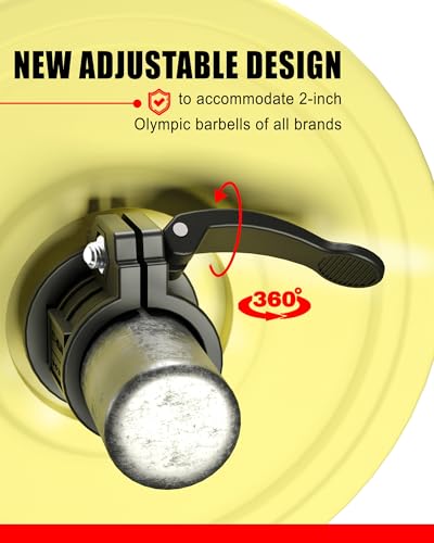 Olympic Barbell Clamps 2 inch Adjustable Barbell Clips Quick Release Pair of Locking Weight Clips for Bars - color: Black