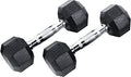 Ader 2lb-120lb Black Octagon Rubber Dumbbells Pair - size: 18lb