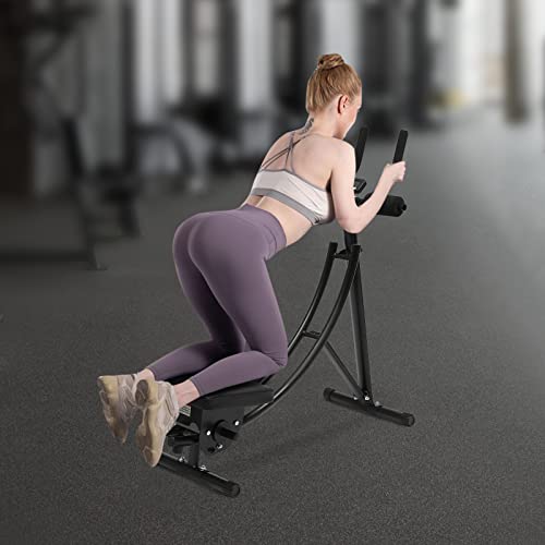 Ab Machine Abdominal Crunch Core Workout Equipment Foldable Exercise Ab Trainer Machine Coaster Abdominal/Core Fitness All Training Equipment Levels for Home & Gym - size: 35.43*19.68*42.12in Black