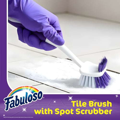 Fabuloso Tile Brush with Spot Scrubber, Long Bathroom Cleaning Brush with Medium Bristles, Shower Scrubber with Hanging Hole for Tile, Grout, Tubs, Floors and Bathroom Walls, 11 Inch - size: Tile Brush w/ Spot Scrubber