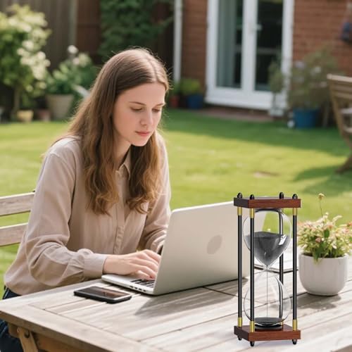Sand Timer 2 Minute, 2 Min Hourglass Sand Clock, Two Minute Wooden Retor Hour Glass, Sandglass, Reloj de Arena, Creative, Decoration, Office - color: Black Sand & Vintage Frame, size: 2 Min