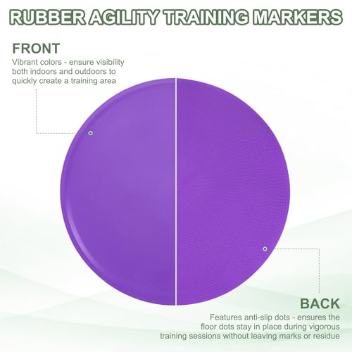 Spot Markers, Poly Spot Marker for Agility Training Floor Dots Non Slip Flat Field Cones - color: Purple, size: 23 cm/9.1inch
