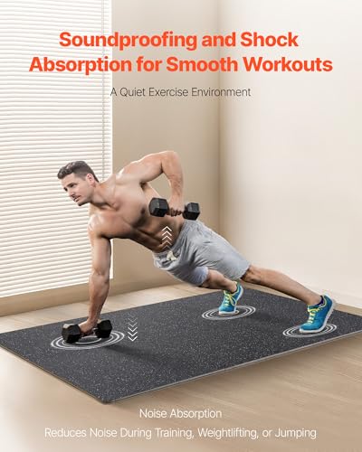 VEVOR 0.56Inch 24sq.ft 6 Tiles Gym Flooring for Home Gym, Rubber Top with High Density EVA Foam, 25 x 25In Gym Floor Exercise Equipment Mats, Interlocking Gym Mats, Puzzle Workout Mats, Black & White | Rubber Top with High Density EVA Foam, 25 x 25in Floo