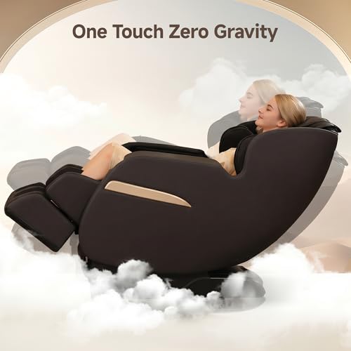 Real Relax Upgraded 2D SL-Track Massage Chair,Recliner Full Body Zero Gravity with 8 Auto Modes and Upgraded LCD Screen,Added Voice Broadcast,Headrest Cushion,Child Lock and Pause Button,Dark Brown - color: Dark Brown