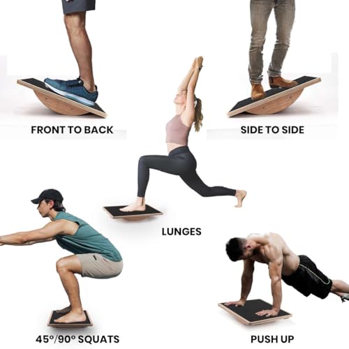 Wooden Wobble Board for Adults - Anti-Slip Balance Board for Stand-Desk Core Strength Therapy - color: Basics