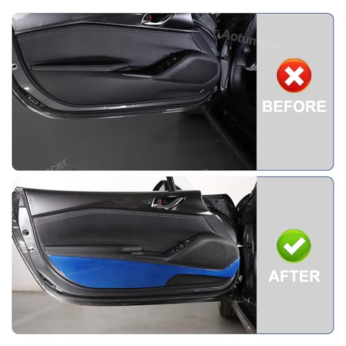 Soft Carbon Fiber Car Door Anti Kick Pad Trim Cover Compatible with Mazda MX-5 Miata 2016-2025+, Door Protector Mat Anti Dirty Anti Collision Stickers Interior Accessories (Blue) - color: Blue