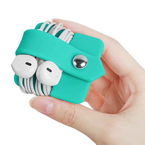 Silicone Earphone Organizer Earphone Wrap Winder Headphone Cord Organizer Wrap Winder Manager Cable Winder(Blue, 1 Piece) - color: Blue