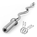 Olympic EZ Curl Barbell Bar, 47" EZ Curl Bar for Weight Lifting, Biceps, triceps, Back/Leg Muscle Group exercise,Chrome Curling Bar for 2 Inch Weight Plates,with 2 Spring Collars - style: 2 inch-Silver